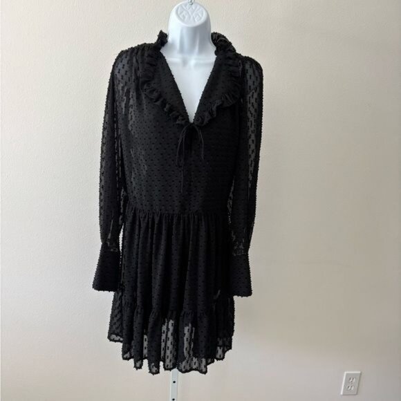 H&M Tops - H & M Tunic 10 Tiered Polka Dot Ruffle Sheer Whimsigoth Fairy Boho Chic Festival